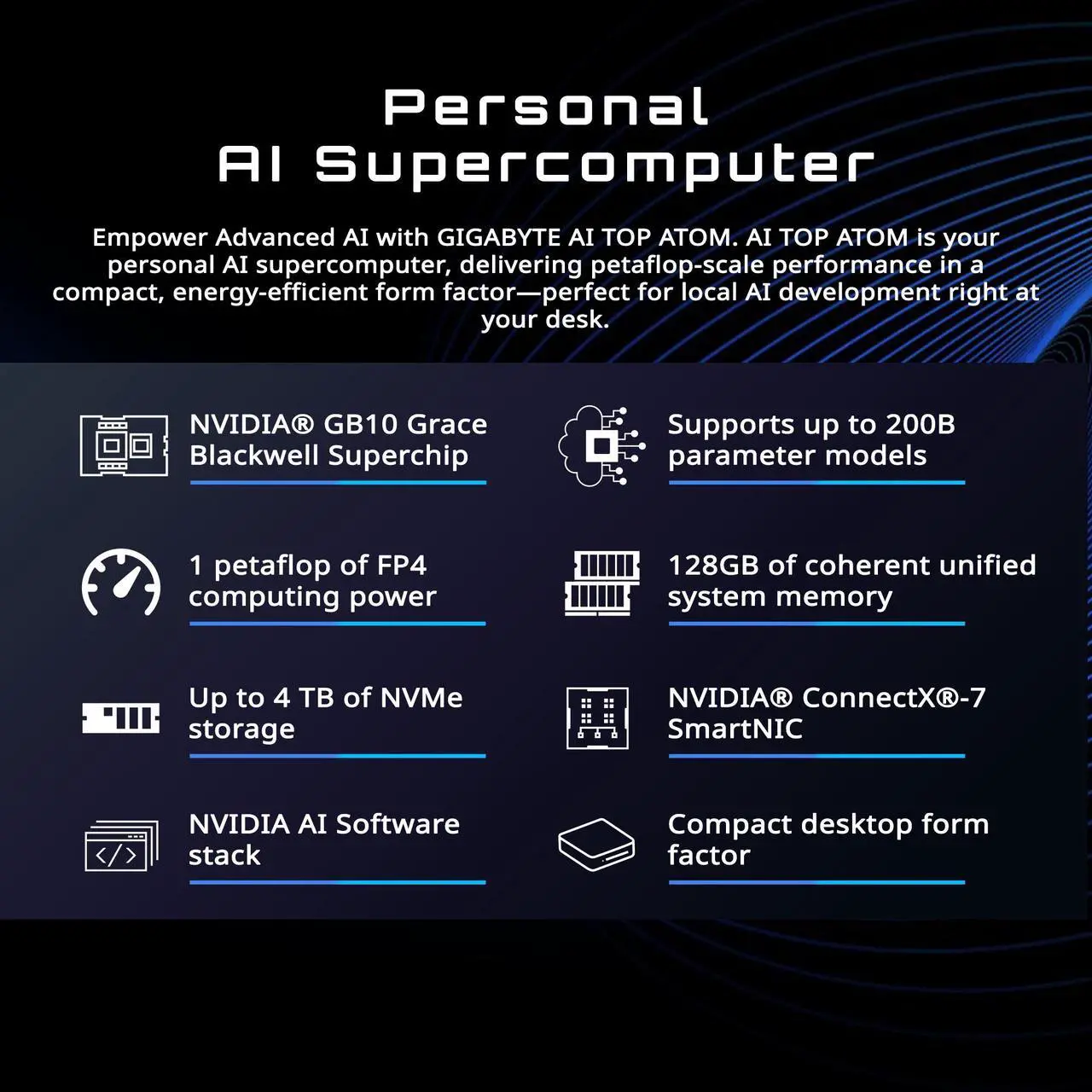 GIGABYTE AI TOP ATOM Personal AI Supercomputer, Arm Cortex-X925 + Cortex A725, NVIDIA Blackwell Architecture - Image 2