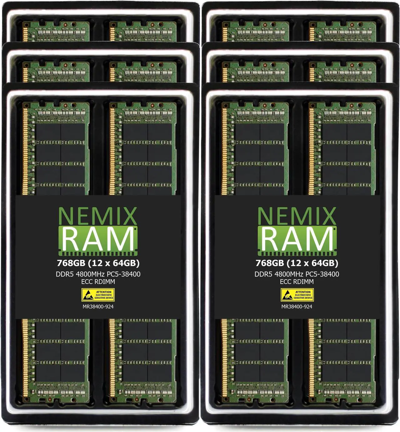 NEMIX RAM 768GB (12X64GB) DDR5 4800MHZ PC5-38400 2Rx4 1.1V 288-PIN ECC RDIMM Registered Server Memory KIT