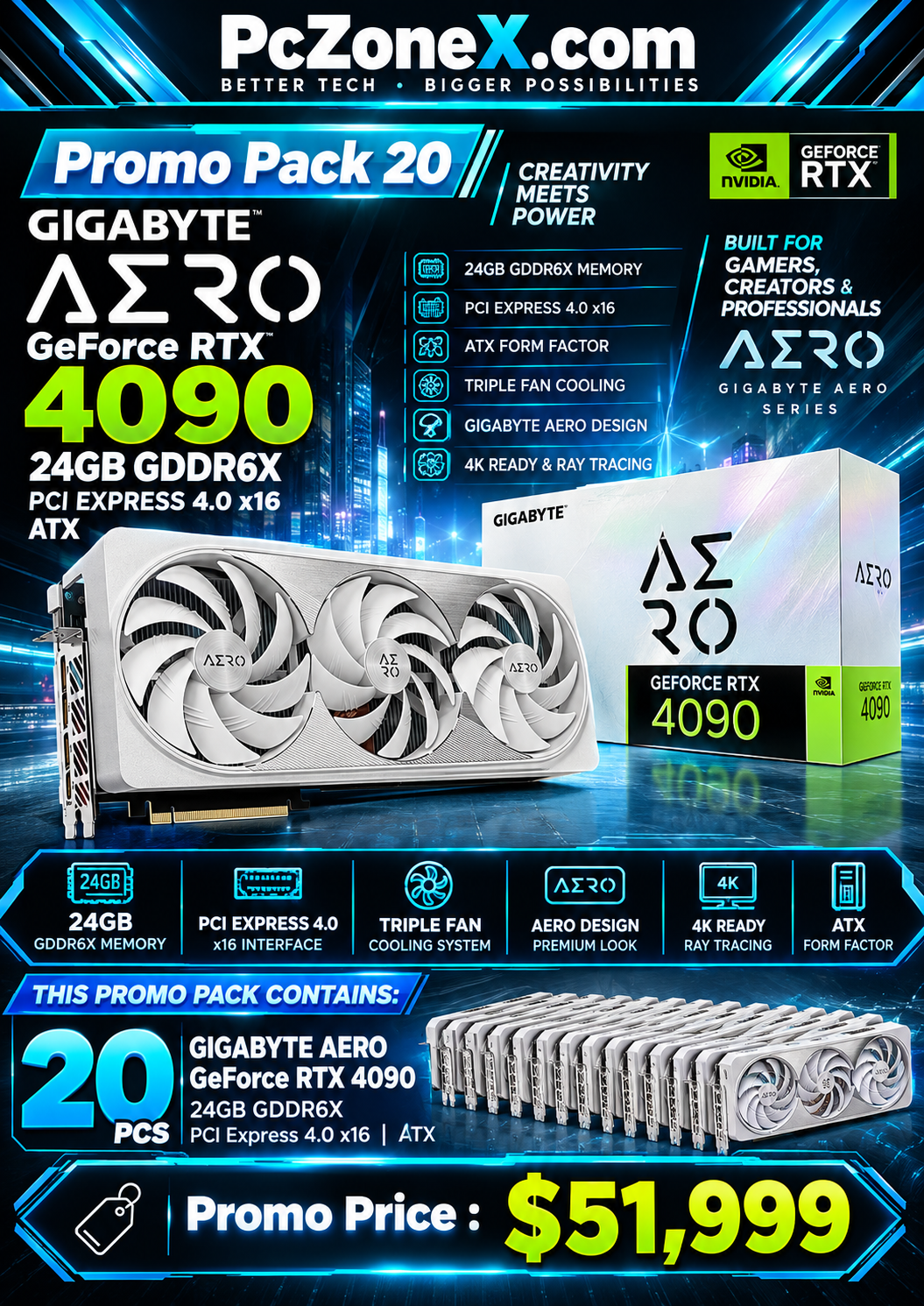 🚀 GIGABYTE AERO RTX 4090 — 20 GPUs. ONE MASSIVE PROMO PACK!