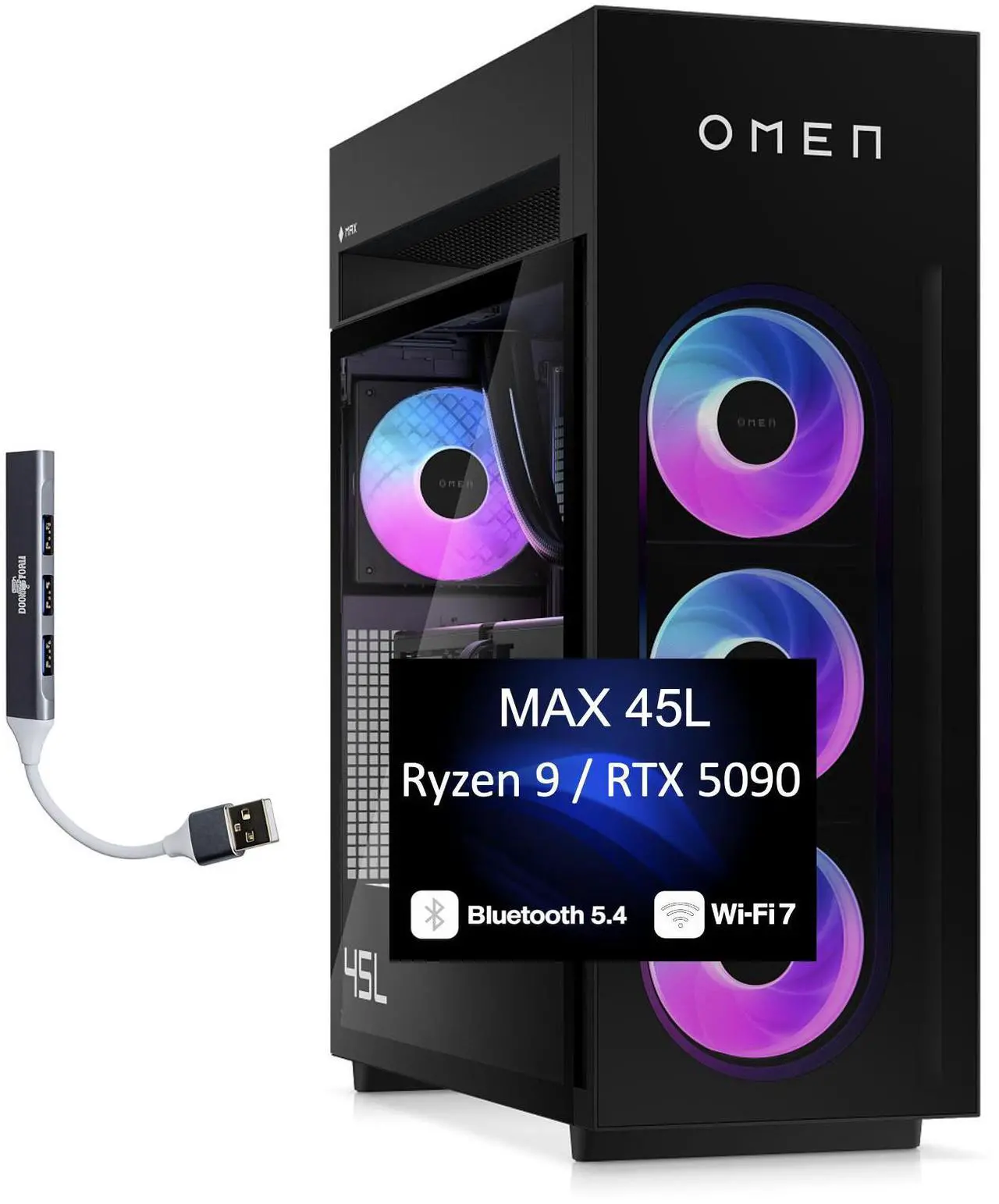 HP OMEN MAX 45L Gaming Desktop PC (AMD Ryzen 9 9900X3D, NVIDIA GeForce RTX 5090 32GB GDDR7